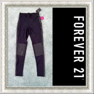 “Forever 21” Black Faux Leather Moto Leggings